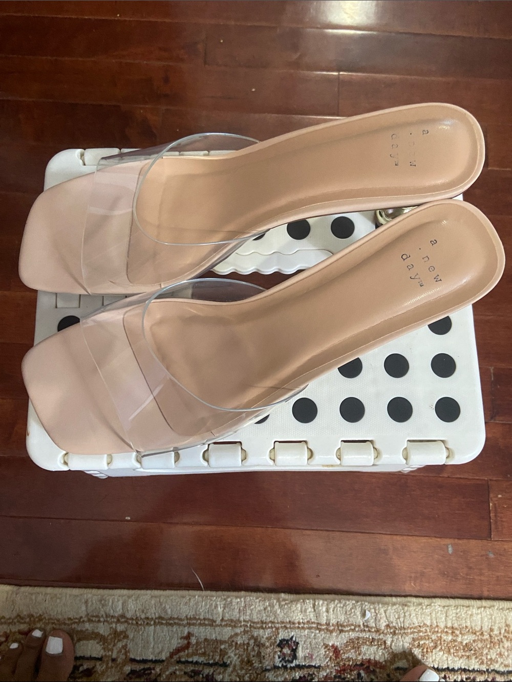 a new day Nude Clear Band Slide Mules